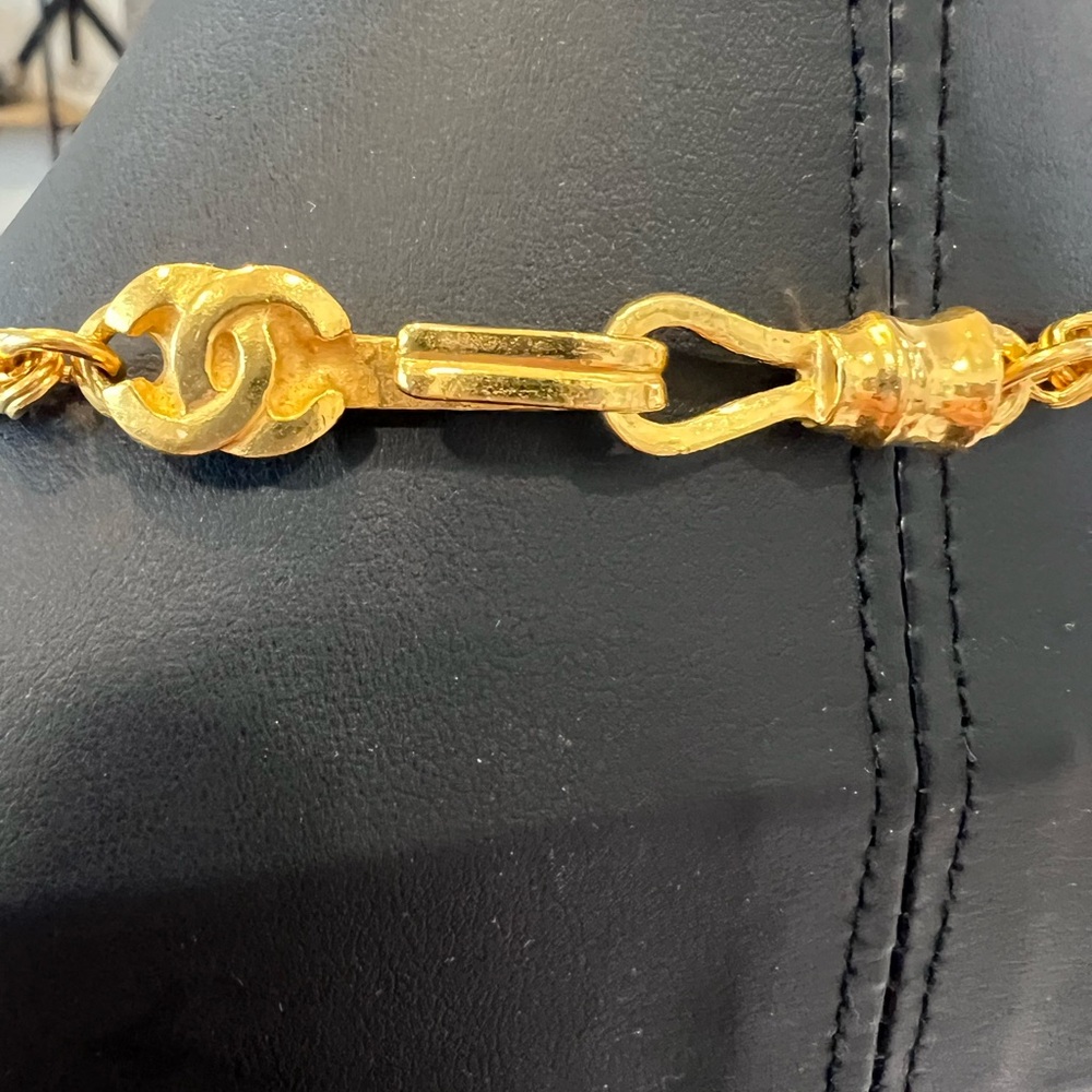 CHANEL 24 Gold Plated Necklace with Brown Stone Accents - Picture 8 of 13